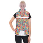 floral and leaves pattern Women s Button Up Vest