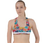 floral and leaves pattern Criss Cross Racerback Sports Bra