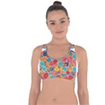 floral and leaves pattern Cross String Back Sports Bra