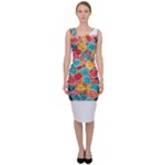 floral and leaves pattern Sleeveless Pencil Dress