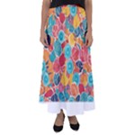 floral and leaves pattern Flared Maxi Skirt