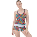 floral and leaves pattern Boyleg Tankini Set 