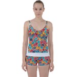 floral and leaves pattern Tie Front Two Piece Tankini