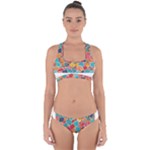 floral and leaves pattern Cross Back Hipster Bikini Set