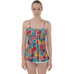 floral and leaves pattern Babydoll Tankini Top