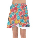 floral and leaves pattern Wrap Front Skirt