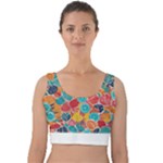 floral and leaves pattern Velvet Crop Top