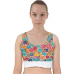 floral and leaves pattern Velvet Racer Back Crop Top