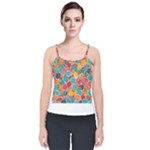 floral and leaves pattern Velvet Spaghetti Strap Top