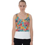 floral and leaves pattern Velvet Tank Top