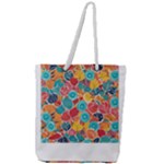 floral and leaves pattern Full Print Rope Handle Tote (Large)