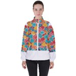 floral and leaves pattern Women s High Neck Windbreaker