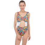 floral and leaves pattern Center Cut Out Swimsuit