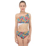 floral and leaves pattern Spliced Up Two Piece Swimsuit