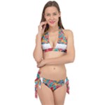 floral and leaves pattern Tie It Up Bikini Set