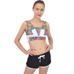 floral and leaves pattern V-Back Sports Bra