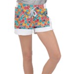 floral and leaves pattern Women s Velour Lounge Shorts