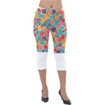 floral and leaves pattern Lightweight Velour Capri Leggings 