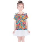 floral and leaves pattern Kids  Simple Cotton Dress