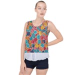 floral and leaves pattern Bubble Hem Chiffon Tank Top