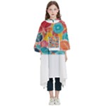 floral and leaves pattern Kids  Hooded Rain Ponchos