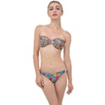 floral and leaves pattern Classic Bandeau Bikini Set