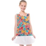 floral and leaves pattern Kids  Cross Back Dress