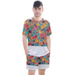 floral and leaves pattern Men s Mesh T-Shirt and Shorts Set