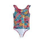 floral and leaves pattern Kids  Frill Swimsuit