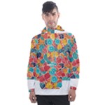 floral and leaves pattern Men s Front Pocket Pullover Windbreaker