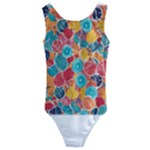 floral and leaves pattern Kids  Cut-Out Back One Piece Swimsuit