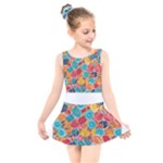 floral and leaves pattern Kids  Skater Dress Swimsuit