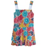 floral and leaves pattern Kids  Layered Skirt Swimsuit