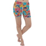 floral and leaves pattern Lightweight Velour Yoga Shorts