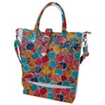 floral and leaves pattern Buckle Top Tote Bag