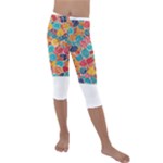 floral and leaves pattern Kids  Lightweight Velour Capri Leggings 