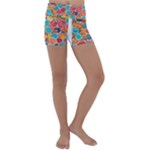 floral and leaves pattern Kids  Lightweight Velour Yoga Shorts