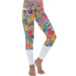 floral and leaves pattern Kids  Lightweight Velour Classic Yoga Leggings