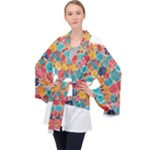 floral and leaves pattern Long Sleeve Velvet Kimono 