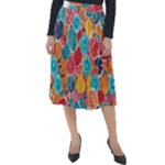 floral and leaves pattern Classic Velour Midi Skirt 