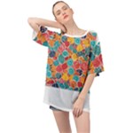 floral and leaves pattern Oversized Chiffon Top