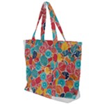 floral and leaves pattern Zip Up Canvas Bag