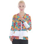 floral and leaves pattern Casual Zip Up Jacket