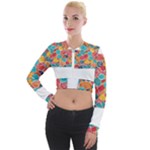 floral and leaves pattern Long Sleeve Cropped Velvet Jacket