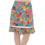 floral and leaves pattern Fishtail Chiffon Skirt