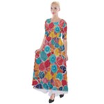 floral and leaves pattern Half Sleeves Maxi Dress