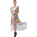 floral and leaves pattern Maxi Chiffon Beach Wrap