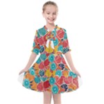 floral and leaves pattern Kids  All Frills Chiffon Dress