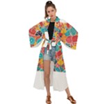 floral and leaves pattern Maxi Kimono