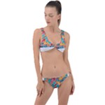 floral and leaves pattern Ring Detail Crop Bikini Set